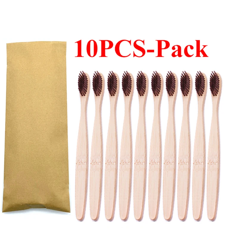

10pcs Rainbow Bamboo Toothbrush Brush Portable 100% Natural Soft Hair Tooth Brush Eco-friendly Brushes Oral Cleaning Care Tools
