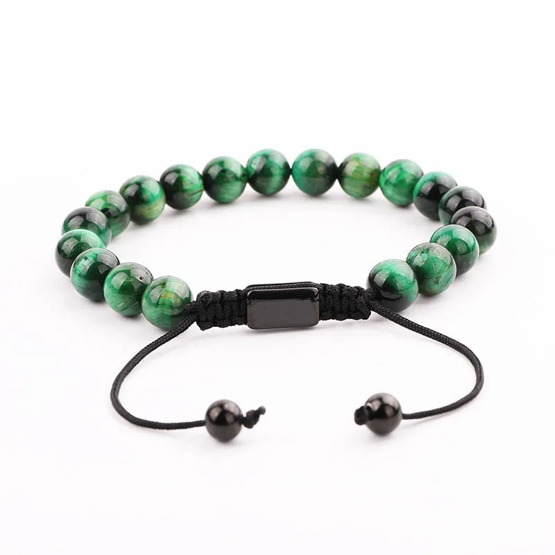 New Men Bracelet Natural Stone Green Tiger Eye Beads Simple Design Friendship Macrame Bracelet Men Jewelry Gift