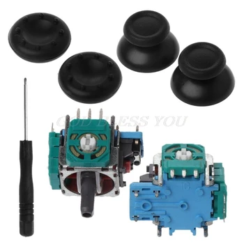 

3D Analog Axis Module Potentiometer Black Joystick Thumbsticks Silicone Cover Screwdriver Replacement Kits for Playstation 4 PS4