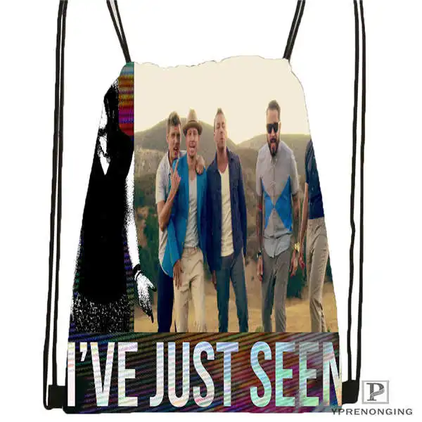 Drawstring Backpack Custom Sbackstreet-мальчики-походная сумка на шнурке милый рюкзак для детей(черная спинка) 31x40 см#180612-02-39 - Цвет: Drawstring Backpack