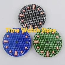 Роскошные 28,5 мм без логотипа, светящиеся часы с окошком даты, черные, синие, зеленые часы со строгим циферблатом, подходят для 2813 ETA 2824 2836 Miyota 8215 821A