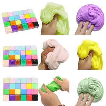 

24 Color Cotton Slime Puff Mud Foaming Clay Children Toy Decompression Materials