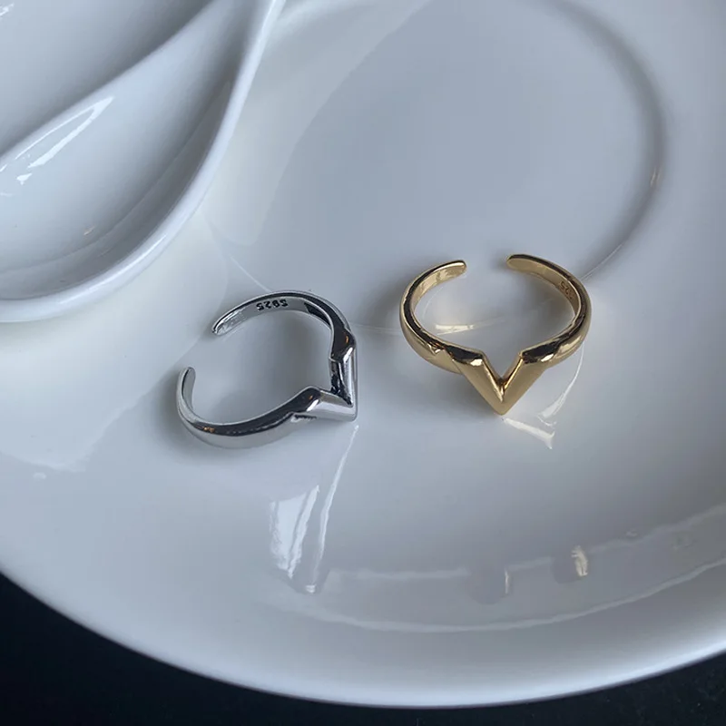 Gold Color Rings LIVVY Silver Color Rings for Women V Shape Gold Color Vintage Wedding Trendy Jewelry Adjustable Antique Delicacy Party Gifts