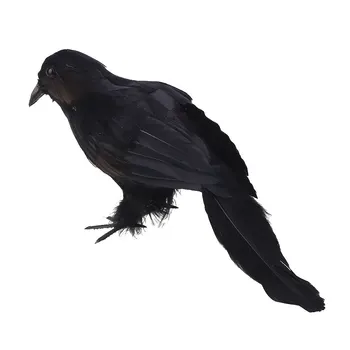 

Halloween Looking Birds Decor Black Scary Feathered Crows Life-like Party