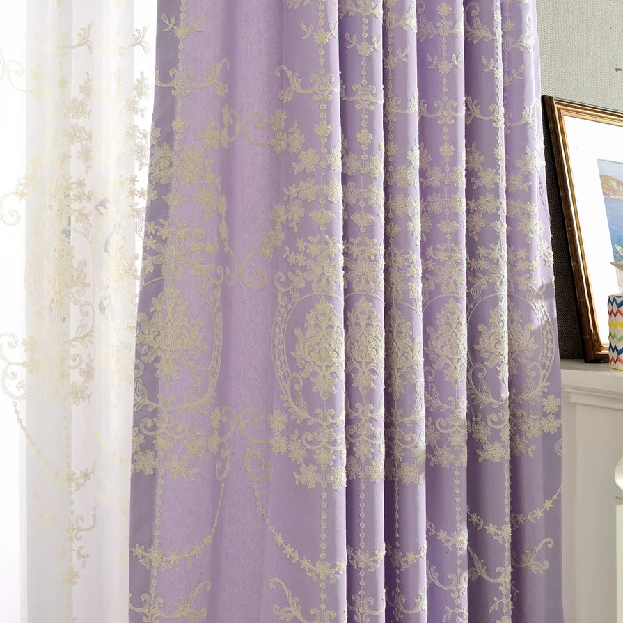 

Jin Se Simple European Style Curtains Cotton Linen Embroidery Curtain Window Screen High Quality Curtains for Living Room
