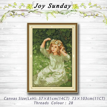 

The girl with Garland angel painting dmc 14CT 11CT counted cross stitch kits embroidery set Needlework Set chinese cross stitch