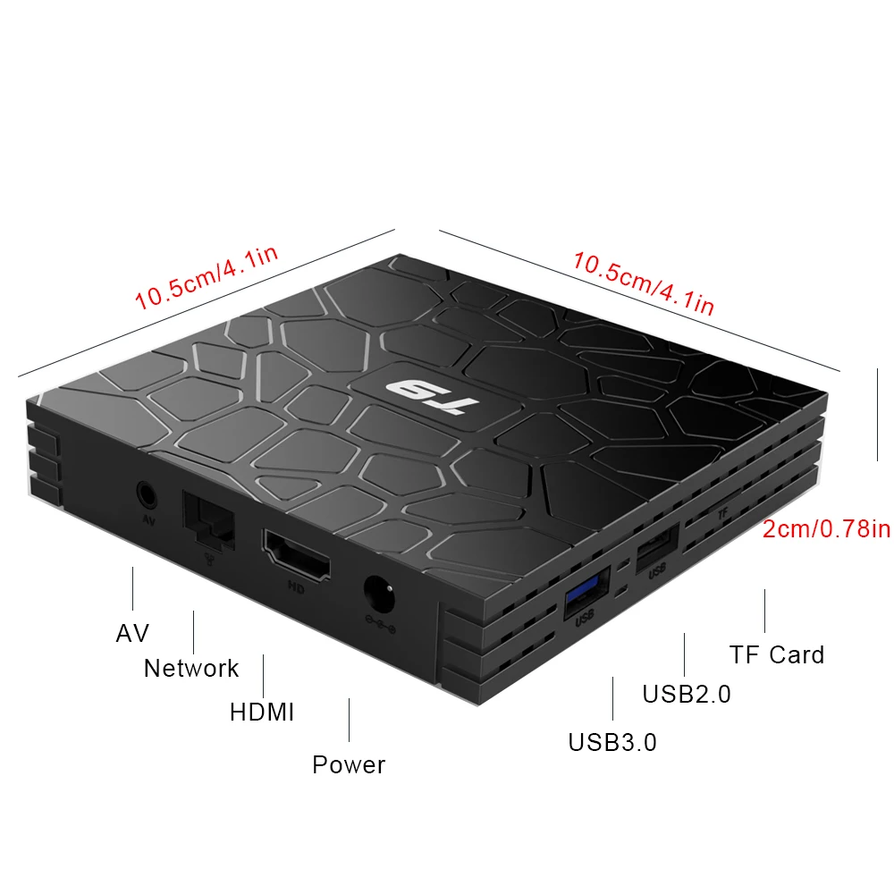 T9 4 Гб 64 Гб RK3328/RK3318 четырехъядерный Смарт Android 9,0 ТВ приставка Bluetooth 4,0 H2.65 4K 2,4 ГГц/5 ГГц wifi приставка медиаплеер