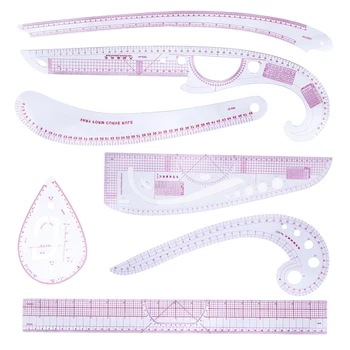 

7 Stlye Fashion Metric Ruler Set French Curve Pattern Grading Rulers Styling Design for DIY Clothing Tailor Students Designer