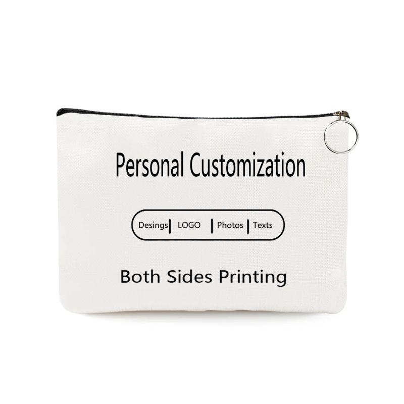 Personal DIY Makeup Bag Pouch Women Canvas Cosmetic Bag Toiletries Organizer Wedding Birthday Party Gift Photo Text makeup organizer cosmetic bag cosmetic storage bag toiletry bag makeup bag cosmetic case