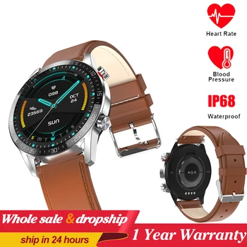 

2019 Newest PPG + ECG Smart Watch Men Full Round Touch Screen Bluetooth Call Ip68 Waterproof Strap Replaceable Smartwatch PK L7