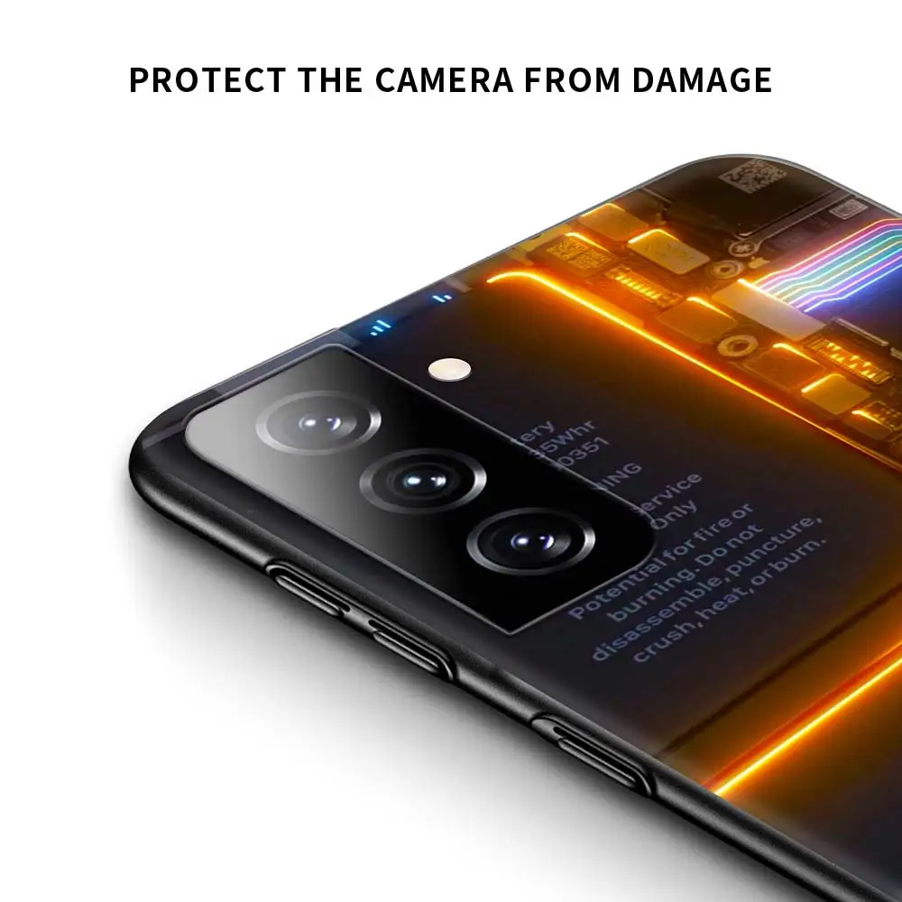 Sleek Silicone Black Phone Cover with Circuit Board Design