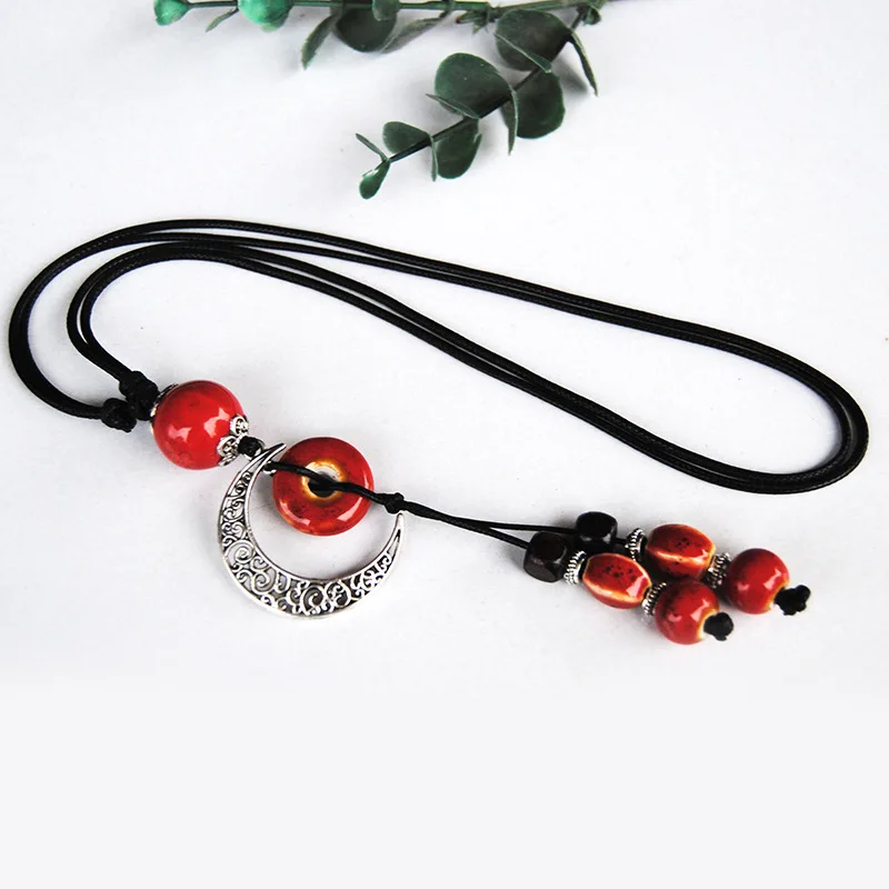 Женское модное керамическое ожерелье с бусинами этническое длинное цепочкой