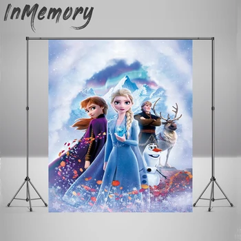

Vinyl Photography Background Queen Elsa with Anna Princess Fairy Tale Ice World Girls Birthday Backdrops Studio Photocall 5x7ft