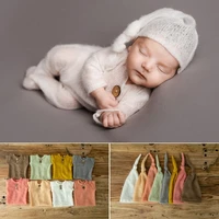 2 adet bebek şapka Bodysuit seti bebekler fotoğraf çekimi kıyafetler elbiseler yenidoğan fotoğraf sahne kapağı Romper tulum seti