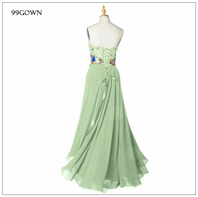 99GOWN длинное кружевное платье для свадьбы, роскошное платье подружки невесты с вышивкой без бретелек, свадебное платье