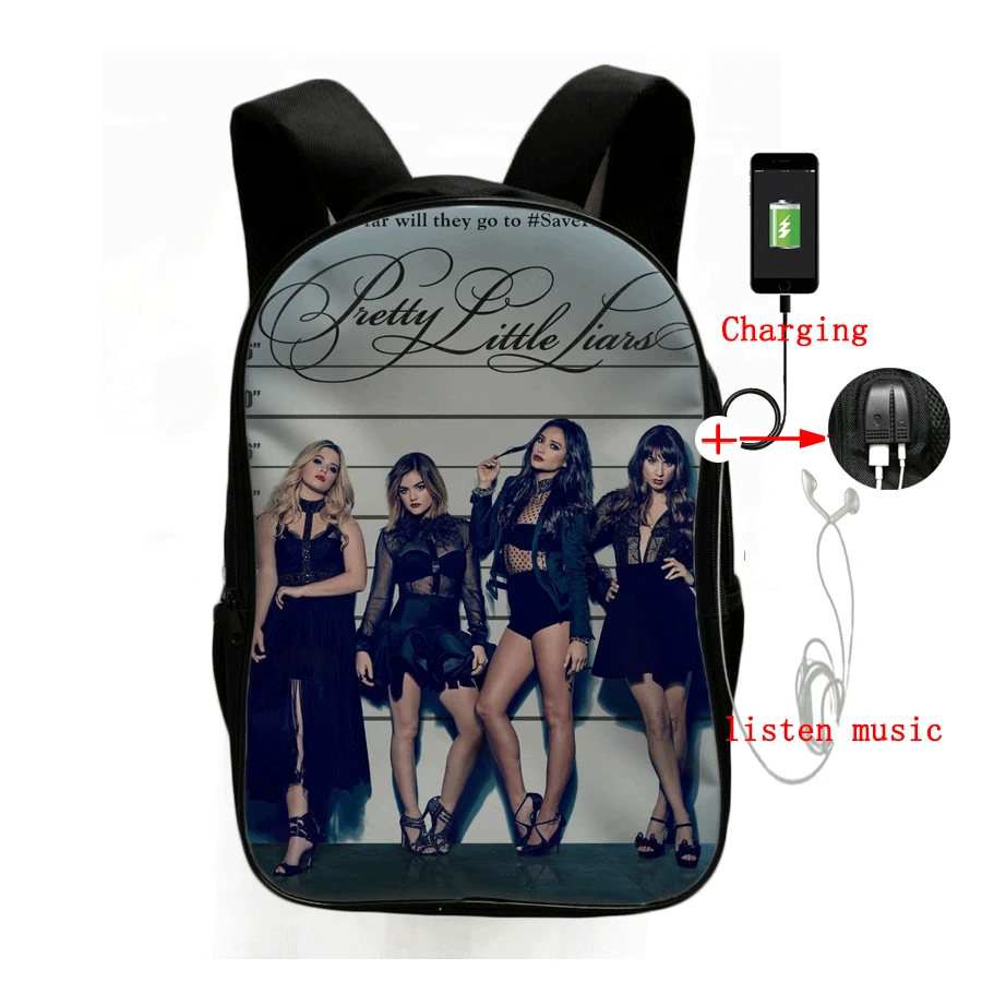

Pretty Little Liars Backpack Women Men Laptop Backpack Multifunction USB Charging Travel Bags for Teenagers School Backpack