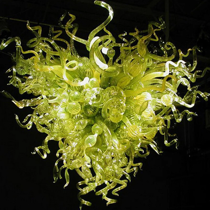 

Modern Chandeliers Lamp Green Color Hand Blown Glass Pendant Light Fixtures for Living Room Kitchen Art Decoration