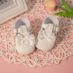 KIDSUN – chaussures classiques pour bébé fille, robe de princesse en PU, antidérapante, semelle souple et plate, avec nœud papillon, pour les premiers pas du nouveau né 