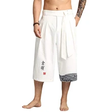 Летние хлопковые льняные широкие шорты в китайском стиле мужские шорты для бега Модные мужские свободные прямые шорты с вышивкой X9182