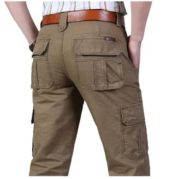 

Warm Cargo Pants Men Cotton Loose Multi-pockets Pants Military Casual Trousers Overalls Army Green Pants Joggers Plus Size 29-44
