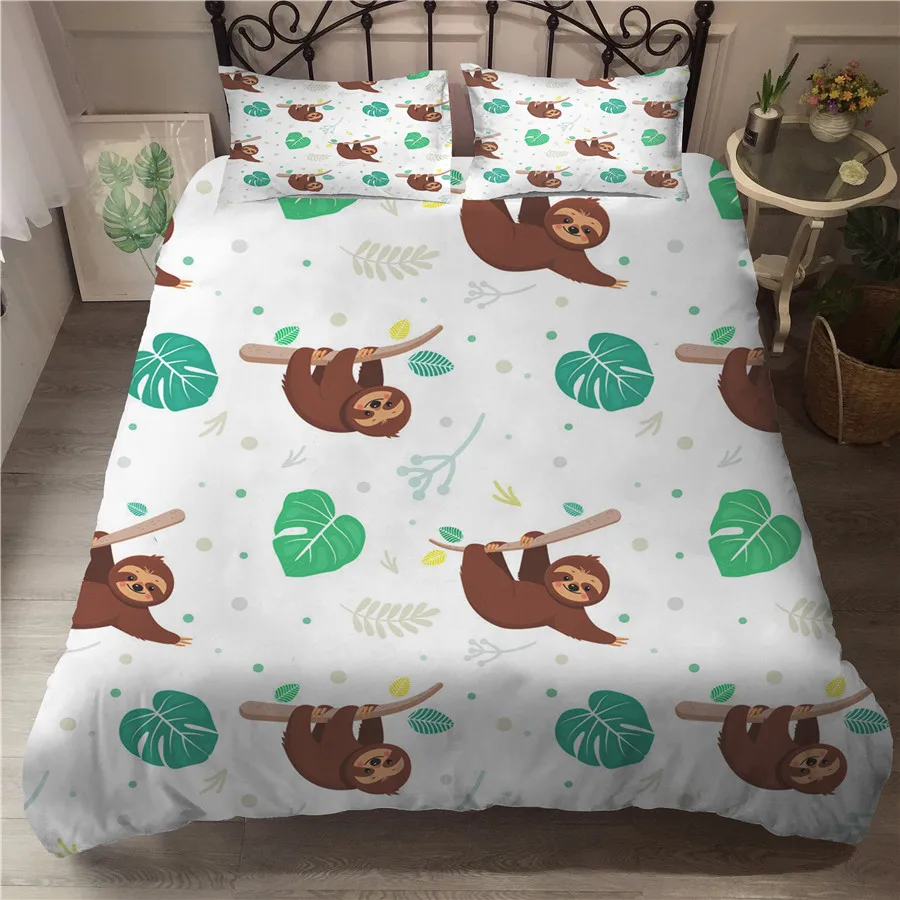 

A Bedding Set 3D Printed Duvet Cover Bed Set sloth Home Textiles for Adults Bedclothes with Pillowcase #ET05