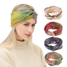 Эластичный спортивный ободок для волос в богемном стиле, женские окрашенные волосы с перекрестными полосками, боковая повязка на голову, головной убор, повязка на голову для женщин