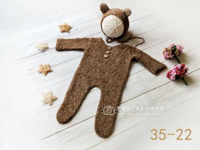 Baby Boy Girl fotoshooting Costume Newborn Photography Props Baby Photoshoot Cartoon Bear Hat+Rompers Outfits Clothes fotografia Accessories - Цвет: Set K
