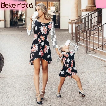 

Mother Daughter Dresses Long Sleeve Mommy And Me Clothes Floral Family Look Mom And Daughter Clothes 2020 Family Matching Outfit