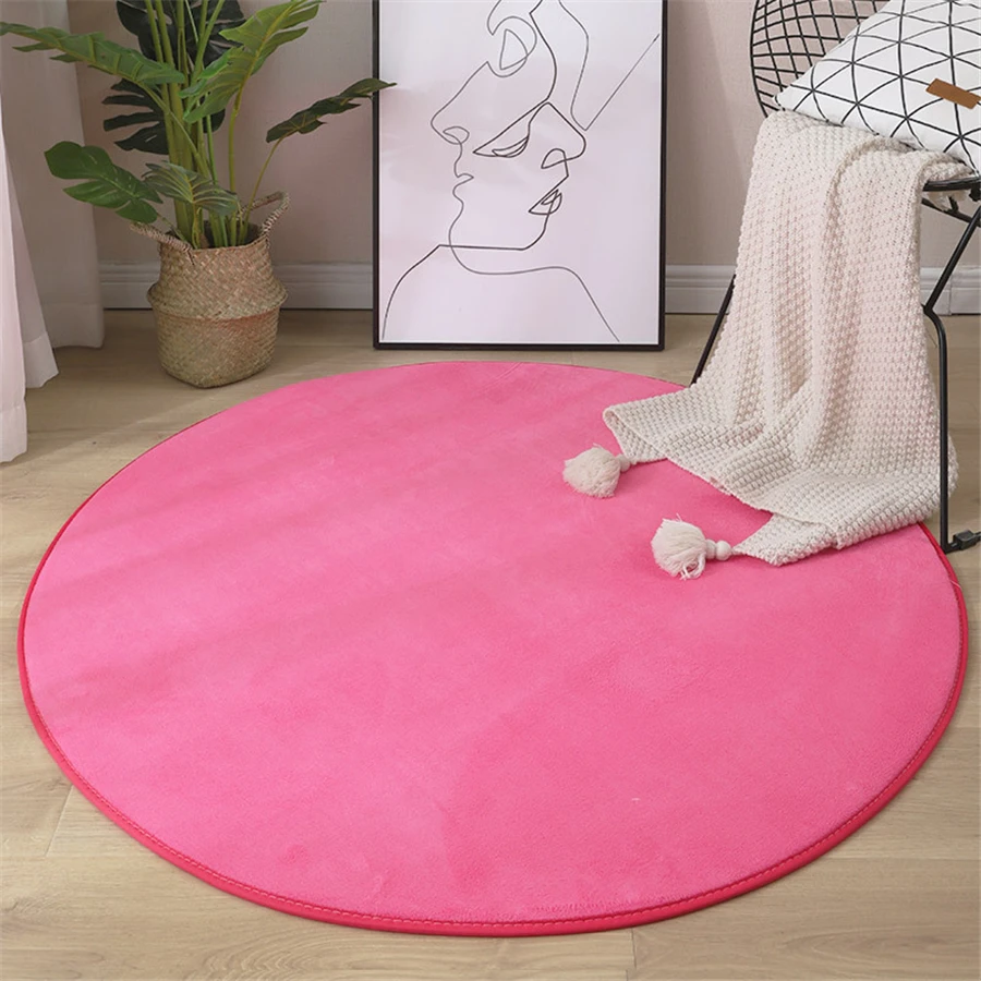 Hot Seller Carpet-Color Yoga-Mats Memory-Foam Children Rug Velvet Bedroom Living-Room Round Coral Jlwje9XXQq7