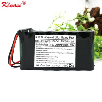 

KLUOSI 7S1P 25.2V/29.4V3.2Ah for LG18650MH1 24V Battery Pack with 25A BMS Balanced Electric Motor Bicycle Scooter Wheelchair