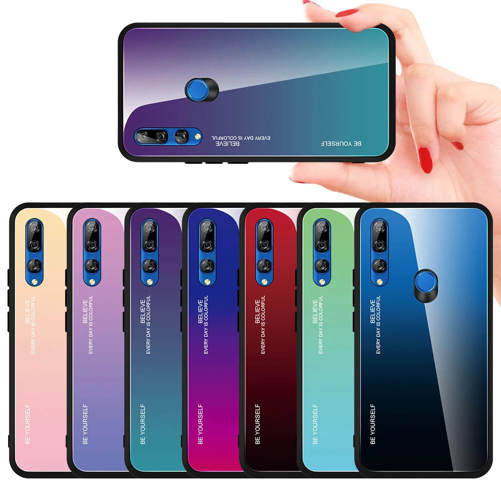 Градиентный чехол из закаленного стекла для Huawei Honor 9X Pro красочный телефона Mate 30