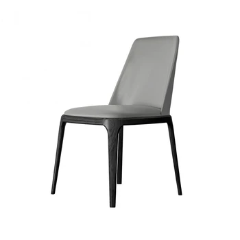 

Leather dining chair Nordic solid wood simple backrest light luxury dining chair chair ins ins stool home 2 from the sale