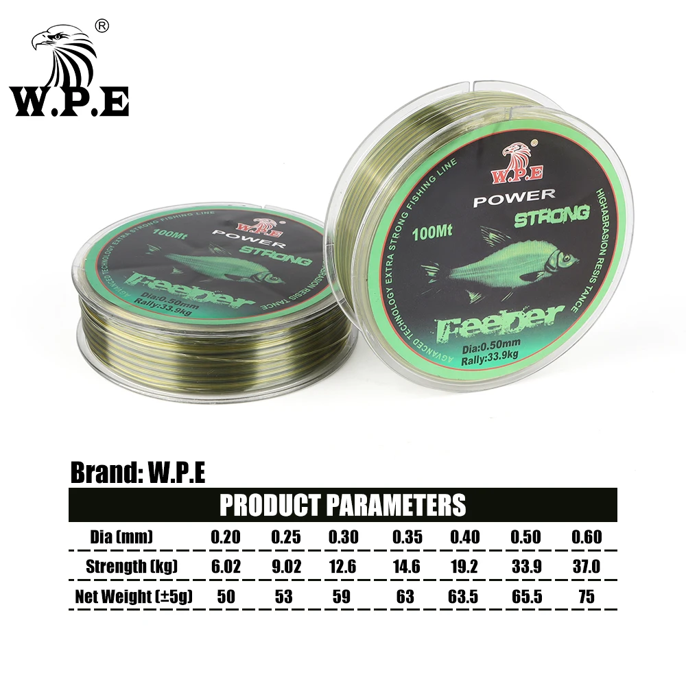 W.P.E FeeDer Nylon Fishing Line 100m 0.20mm-0.60mm Super Strong Monofilament 6.02-37kg Carp Fish Main Line Fishing Accessories - Image 6