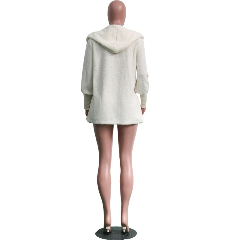 Adogirl женский флисовый плюшевый повседневный комплект из двух предметов куртка кардиган с капюшоном осенне-зимняя верхняя одежда+ шорты Модная одежда