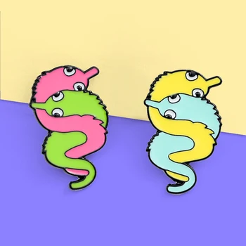 

lovely Colorful Worm Enamel Pins Blue yellow green pink Snake Cuddle Hugging Worms Brooches Badges Fun Pins Gifts For Friends