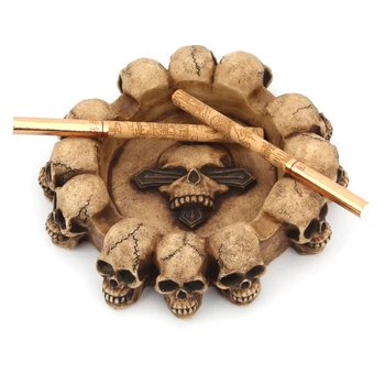 

Creative Skull Ashtray Cigarette Tray Container Resin Smoking Accessories Decor Dropship