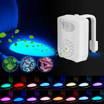 

Smart Bathroom Toilet Night Light LED Body Motion Activated On/Off Seat Sensor Lamp 16 Color PIR Luces Led Decoracion Lighting