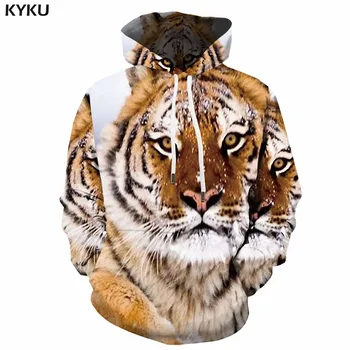 

KYKU Brand Tiger Sweatshirts men Animal 3d Printed Wild Hoody Anime Funny Sweatshirt Printed Hooded Casual Unisex Hip Hop