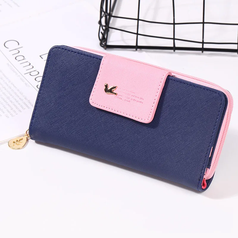 DarkBlue Роскошные Дизайнерские Длинные женские кошельки от известных брендов, держатель для карт, женский клатч, женский кошелек, кошелек для монет и денег, Walet Cuzdan Portomonee - Цвет: DarkBlue