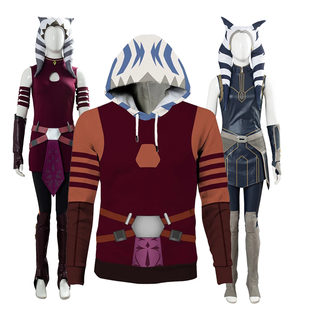 Быстрая доставка толстовка для косплея в виде звезд костюм Ahsoka Tano с 3D принтом