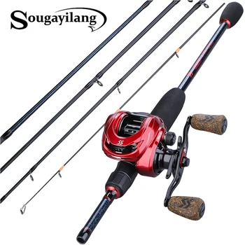 

Sougayilang 1.8m- 2.4m Casting Fishing Rod Combo Portable 5 Section Fishing Rod and 9+1BB 8:1 Gear Ratio Baitcasting Reel