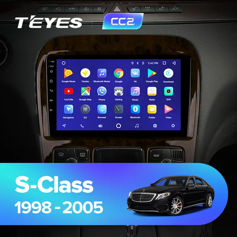 TEYES CC2 Штатная магнитола для Мерседес S-класс W220 VV220 Mercedes-Benz S-Class W220 VV220 Android 8.1, до 8-ЯДЕР, до 4+ 64ГБ 32EQ+ DSP 2DIN автомагнитола 2 DIN DVD GPS мультимедиа автомобиля головное устройство