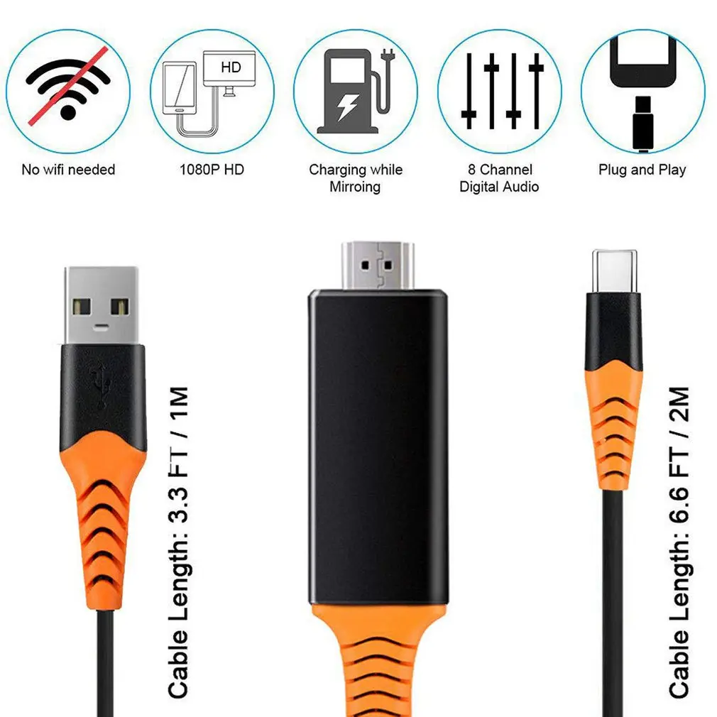 Кабель-адаптер type C-HDMI 2 M, конвертер Ultra HD 1080P 4K для зарядки HDTV Видео кабель для MacBook 60 Гц