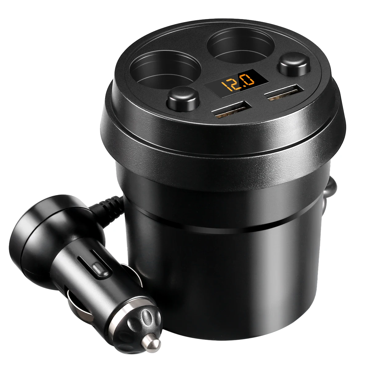 

2 USB Ports Cup Car Charger 12V/24V Car Power Adapter with 2 Socket Cigarette Lighter Splitter for GPS, DVD Player