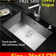 Кухня ручная раковина одинарная мойка большой прочный стандарт 304 нержавеющая сталь 3 мм Горячая 760x430 мм