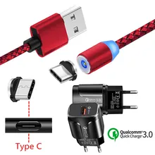 Магнитный зарядный кабель type C для samsung Note 10 8 S10 A60 A5 A7 LG Stylo 5 4 sony Xperia 10 QC 3,0 USB быстрое зарядное устройство