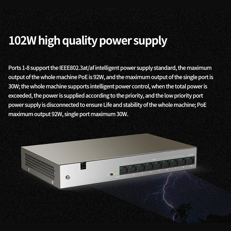 Сетевой коммутатор TD TDG1109P 8 102W Gigabit ethernet 9*10 100 Мбит/с порт RJ45 18 Гбит/с|Сетевые
