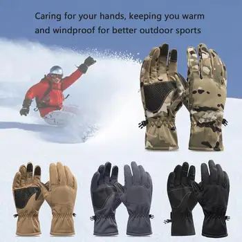 

1 Pair Camouflage Hunting Gloves Anti-slip Winter Warm Fishing Gloves Waterproof Men Women Skiing Camping Mittens