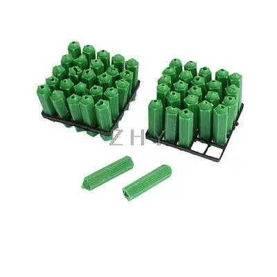 

50 Pcs Nonslip 6mm Green Plastic Wall Plug for Masonry