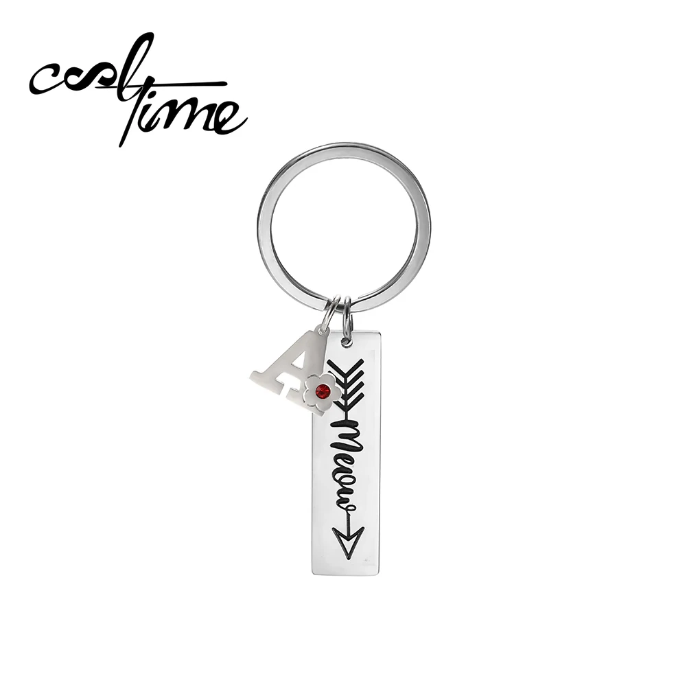 COOLTIME Нержавеющая сталь с красным Стразы Личность 26 букв серебро Цвет брелок для